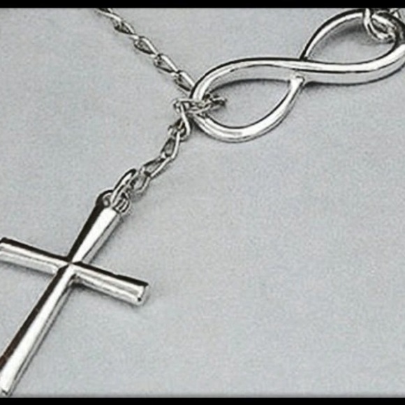 NEW Silver cross infinity necklace adjustable length - Picture 4 of 5